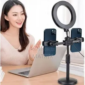 Led Ring Light With Desktop Tripod Stand and Dual Mobile Phone Holders
