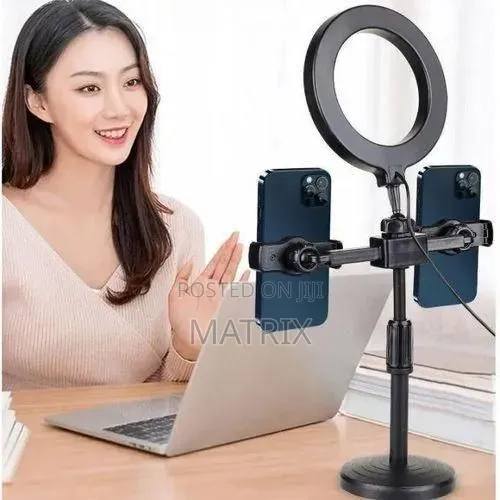 Led Ring Light With Desktop Tripod Stand and Dual Mobile Phone Holders