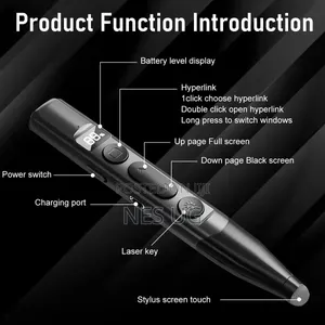 Wireless Usb Rechargeable Presentation Clicker Laser Pointer - Black