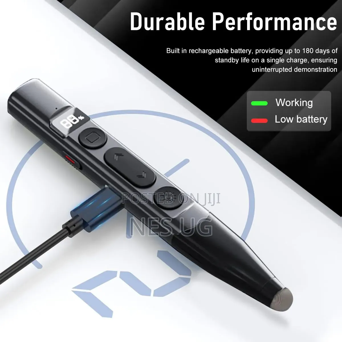 Wireless Usb Rechargeable Presentation Clicker Laser Pointer - Black