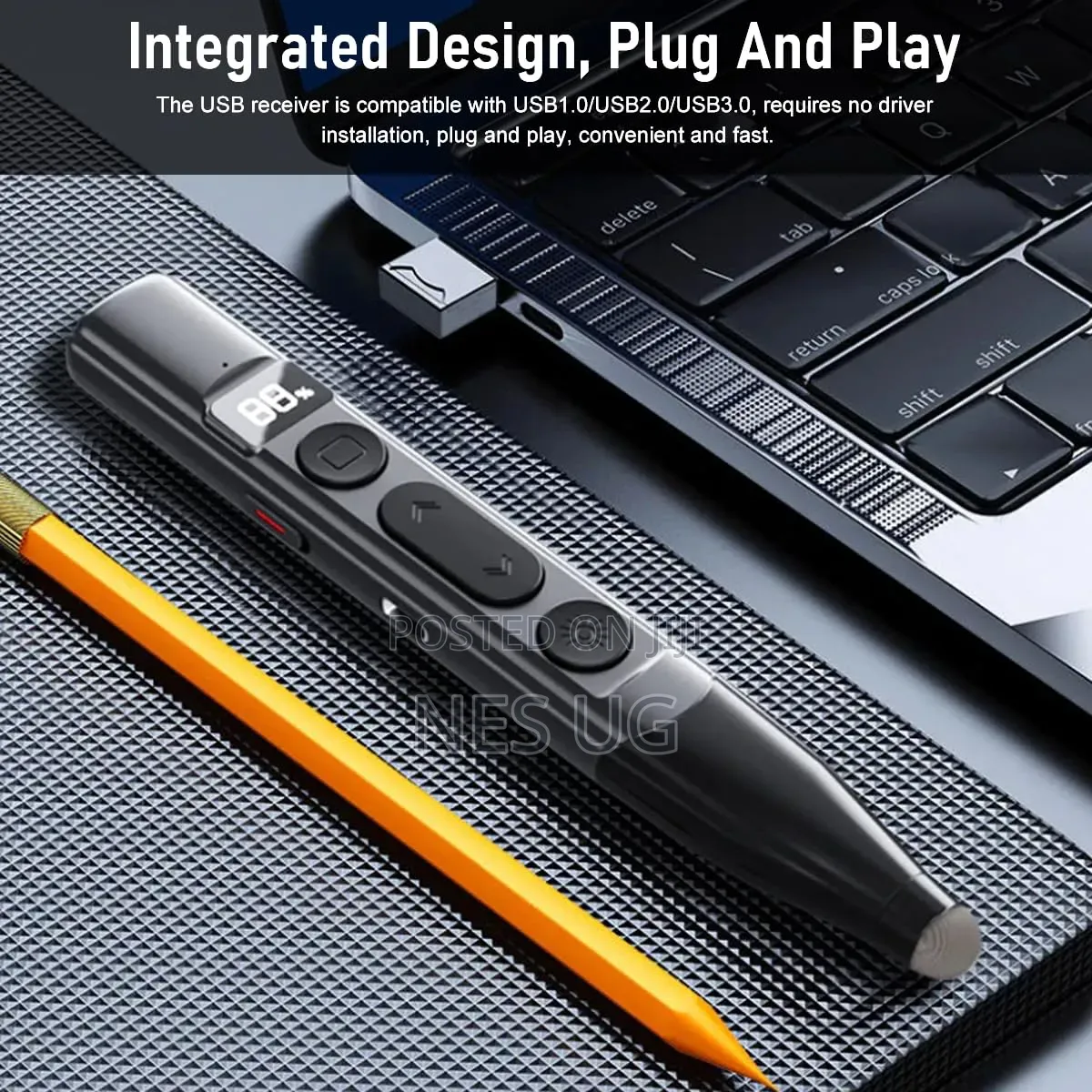 Wireless Usb Rechargeable Presentation Clicker Laser Pointer - Black