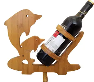 Bamboo Wood Folding Rooster Wine Rack Bottle Holder Kitchen