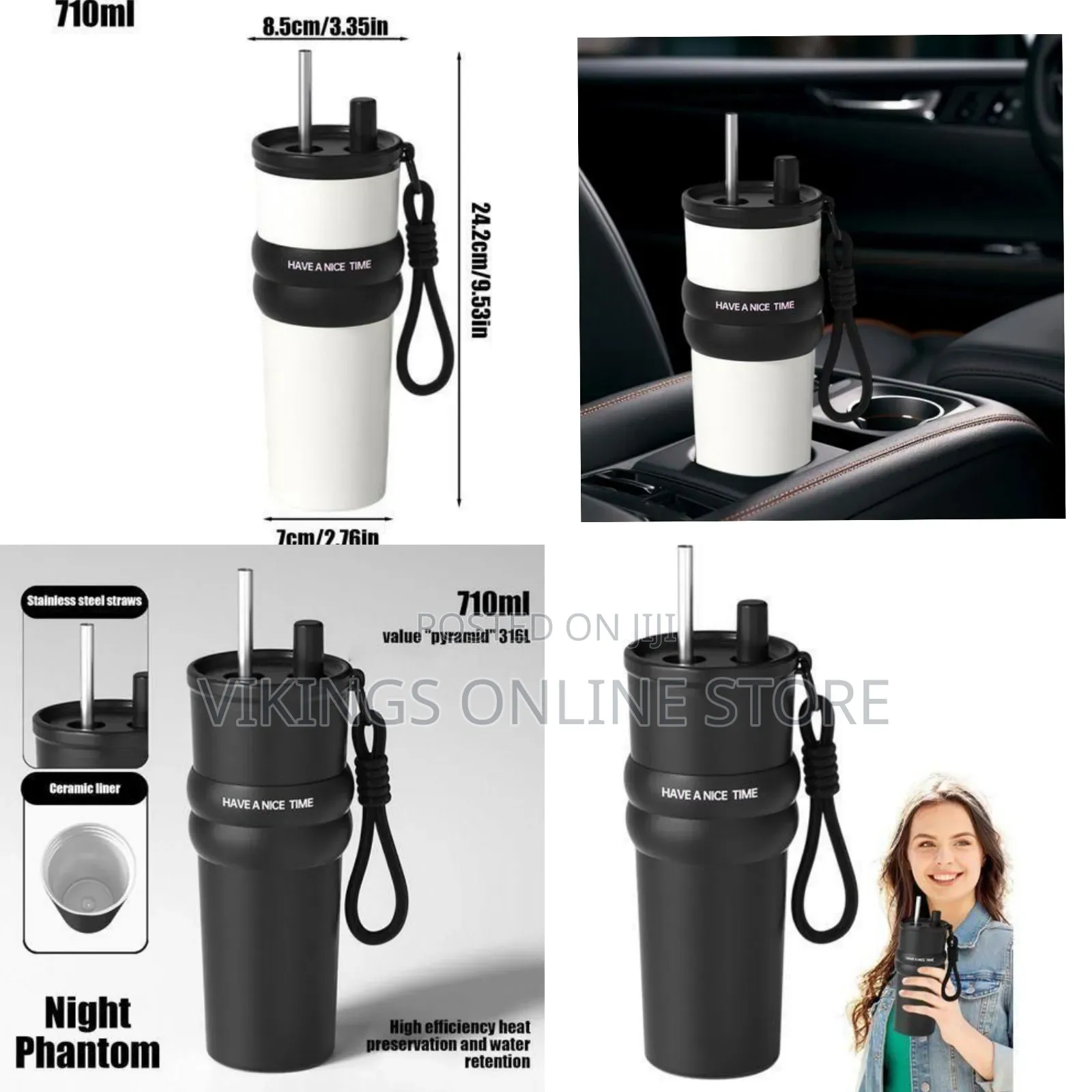 Modern Insulated Reusable Tumbler With Carry Strap - Multicolor