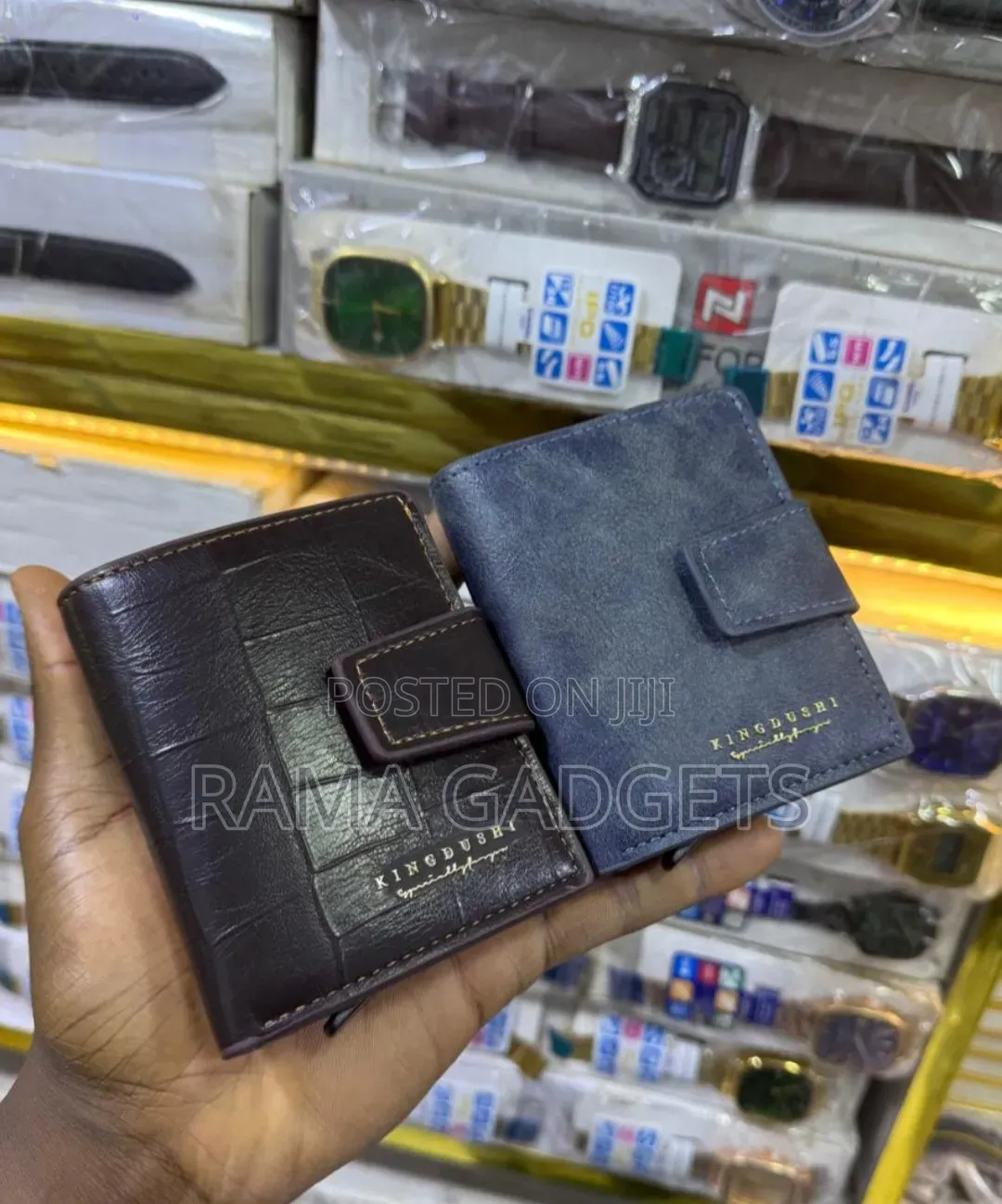 Vintage-Style Blue Faux Leather Wallet Featuring a Button