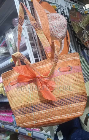 Straw Beach Tote Bags With Matching Hat