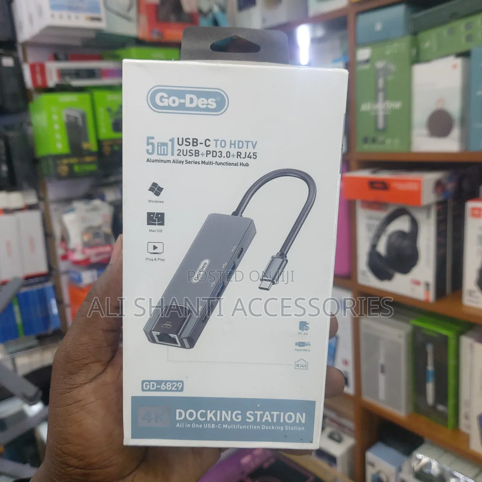 5 in 1 Usb-C to HDTV +2usb + Pd 3.0 + Ethernet Adapter