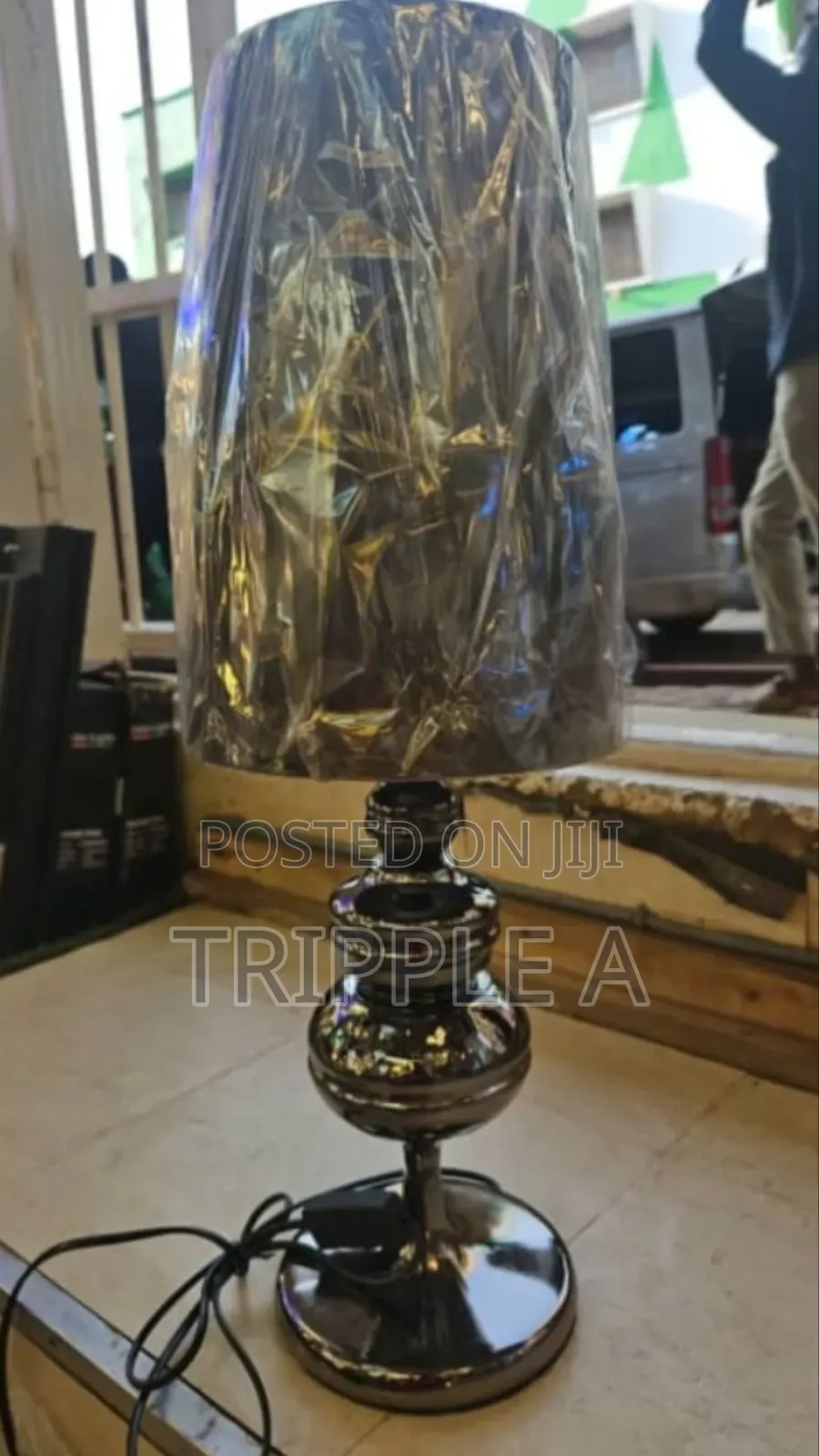 Black Slim Glass Table Lamp