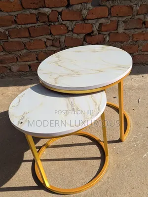 Center Table/Classic Center Table/Gold and White Marble on Tops