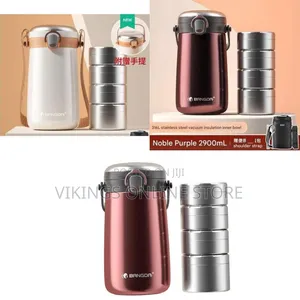 Elegant Vacuum Insulated Food Flask / Thermal Lunch Container Set