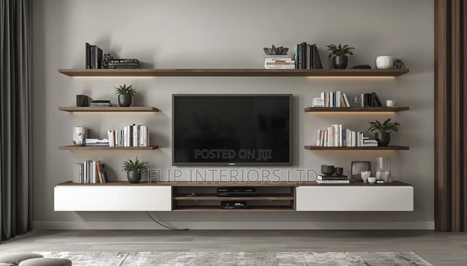 Floating Shelves and Tv Stand Installation