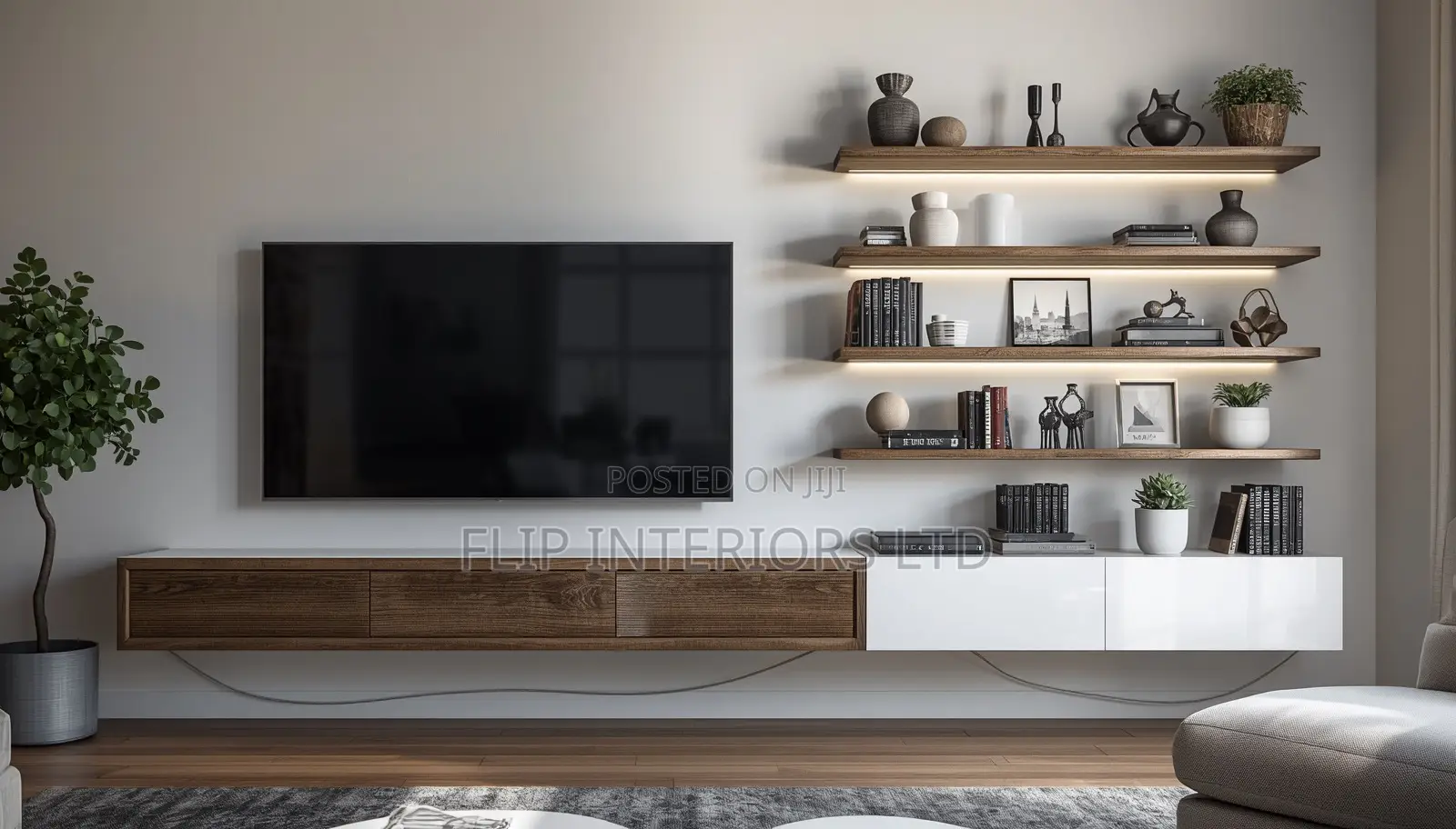 Floating Shelves and Tv Stand Installation