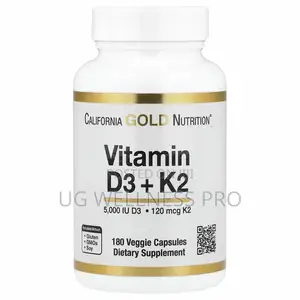 California Gold Nutrition Vitamin D3 + as Mk-7, 180 Veg Capsules