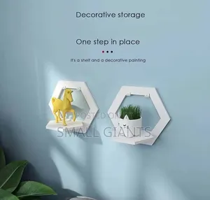 White Geometric Floating Wall Shelf