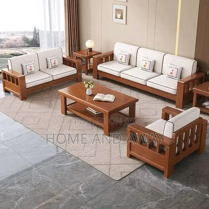 6 Seaters Wooden Sofas With Cushions 3,800,000/- Any Colour + Delivery