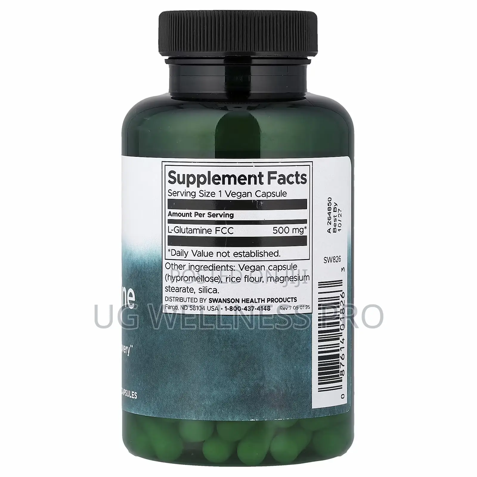 Swanson L-Glutamine, 500 Mg, 100 Vegan Capsules.