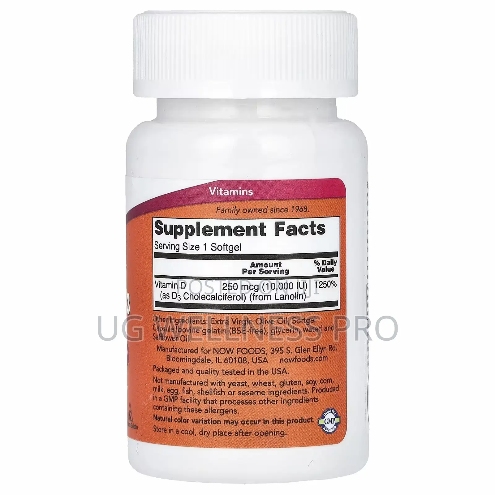 Now Foods Vitamin D3 D-3, High Potency, 10000 Iu, 30 Softgels