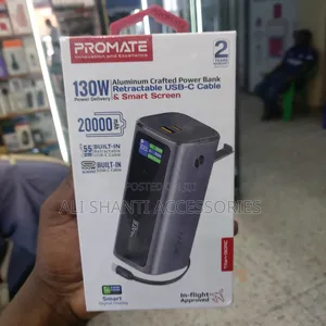 130w Promate Retractable Usb-C Cable and Smart Screen