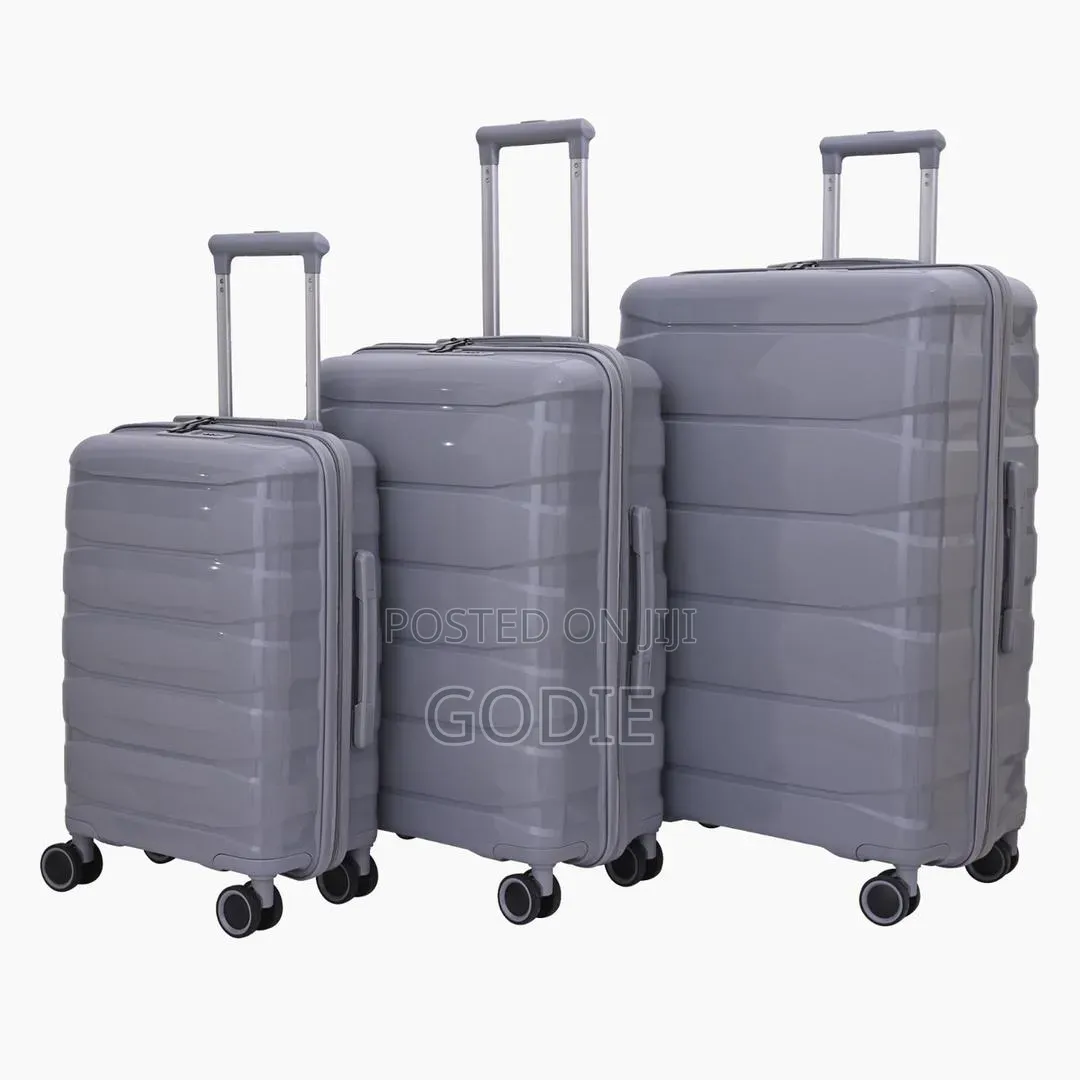 3-Piece Soft Rubber Suitcase Set Featuring an 8-Wheel Spinner Design.