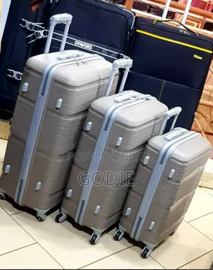 3-Piece Soft Rubber Suitcase Set Featuring an 8-Wheel Spinner Design.