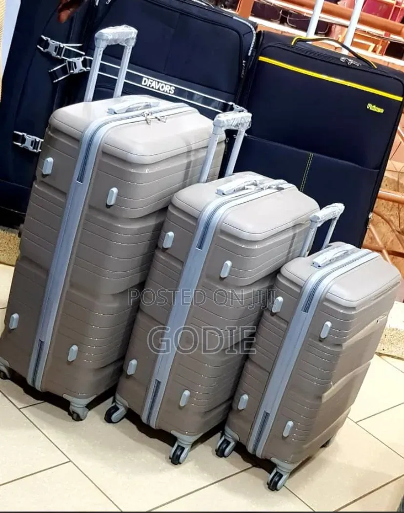 3-Piece Soft Rubber Suitcase Set Featuring an 8-Wheel Spinner Design.