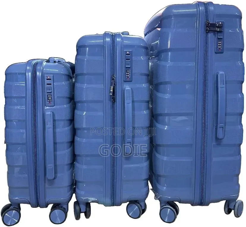 3-Piece Soft Rubber Suitcase Set Featuring an 8-Wheel Spinner Design.