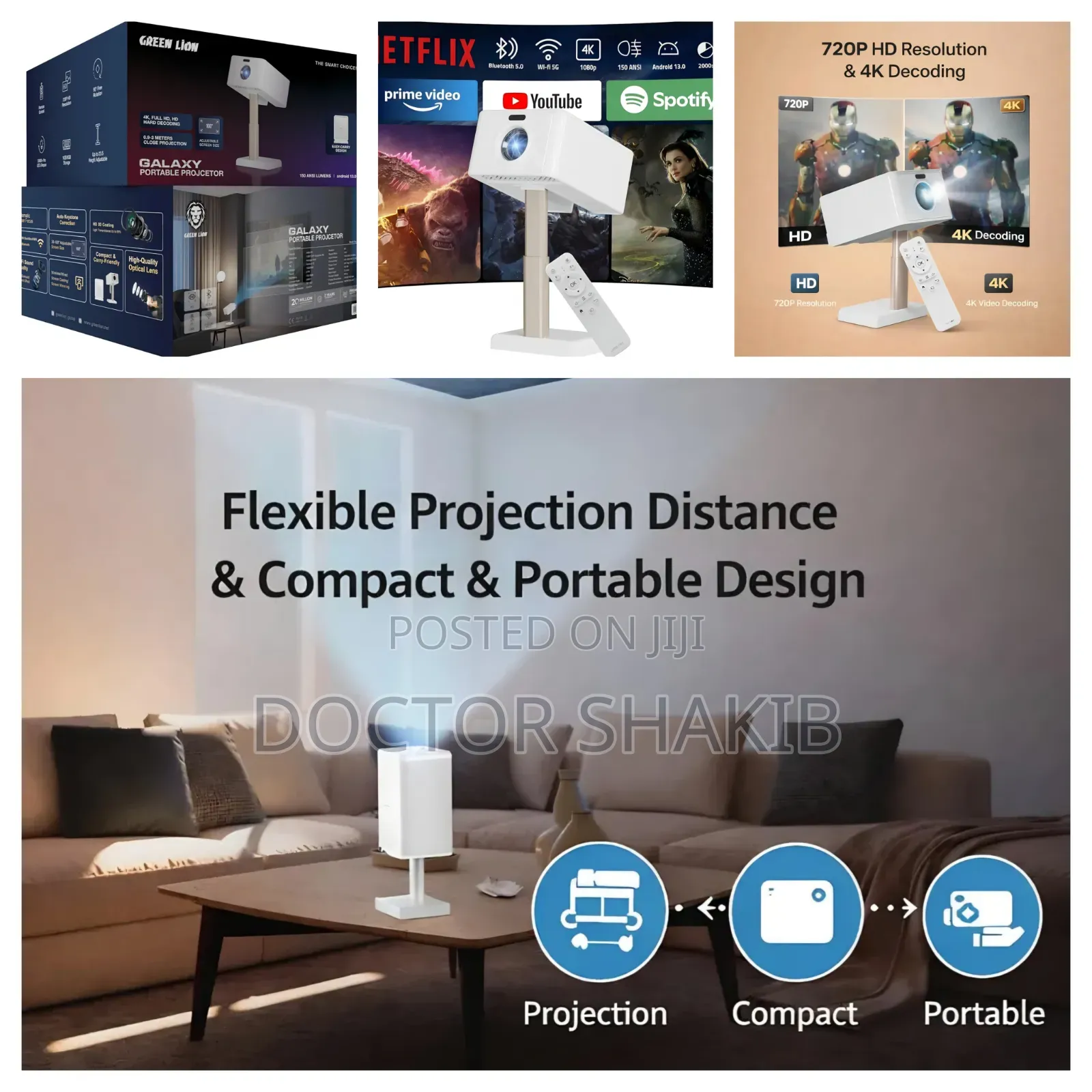 Green Lion Galaxy Portable Projector, Projector With Speaker