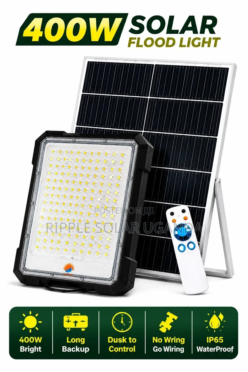 400w Solar Flood Light Waterproof Outdoor Security Lamp Kampala