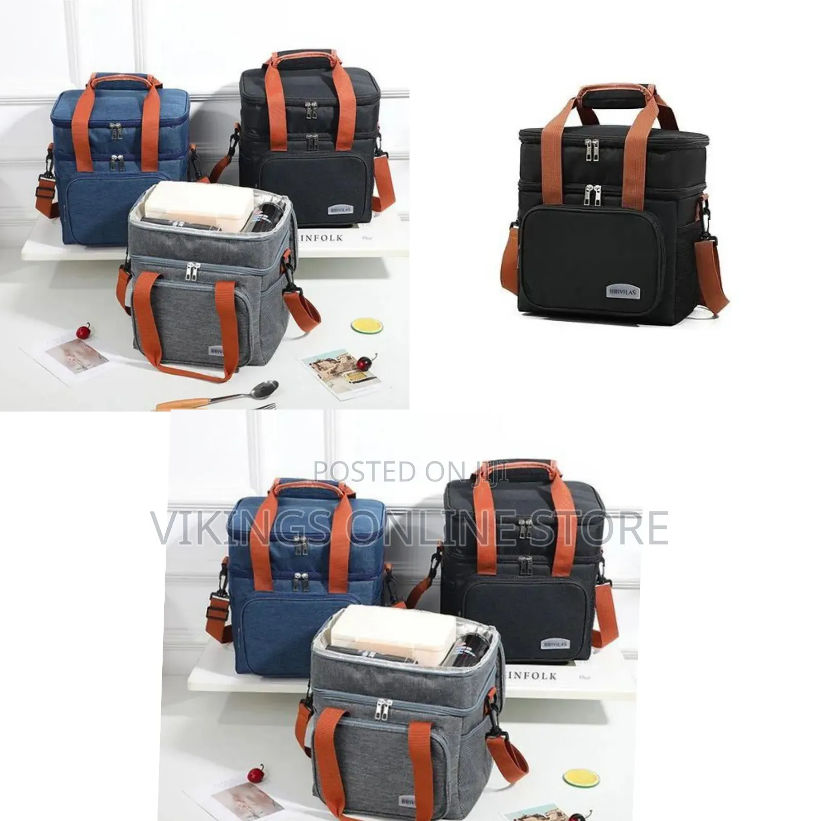 Insulated Dual-compartment Lunch Cooler Bag With Shoulder Strap