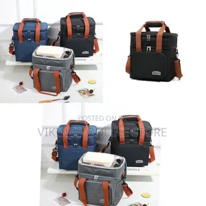 Insulated Dual-compartment Lunch Cooler Bag With Shoulder Strap