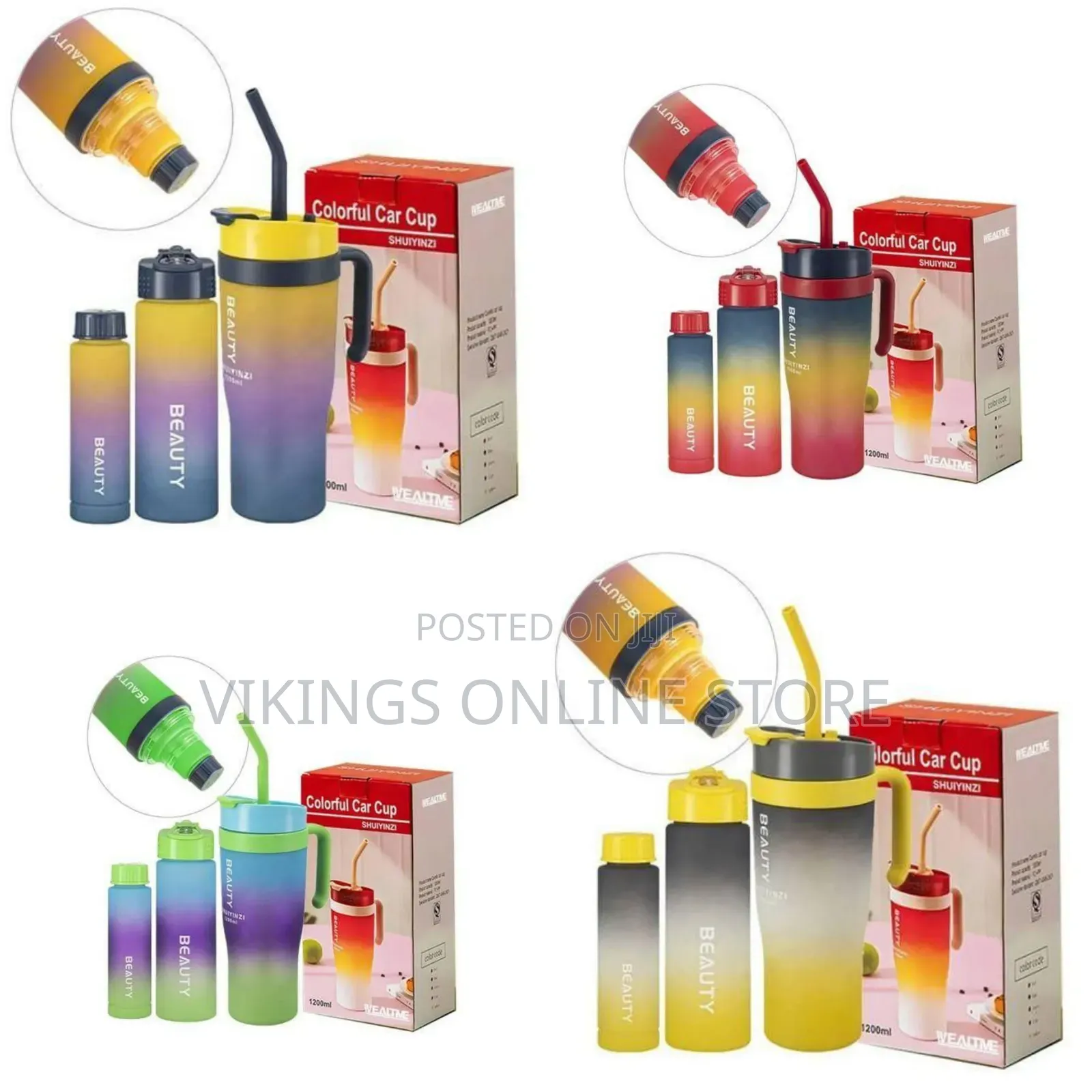 3 Pieces Plastic Colorful Car Cups