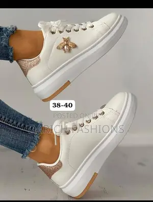 Women's White Platform Sneakers
