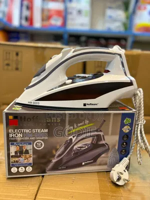 Hoffmans Hm-9003 Electric Steam Iron in White and Black.