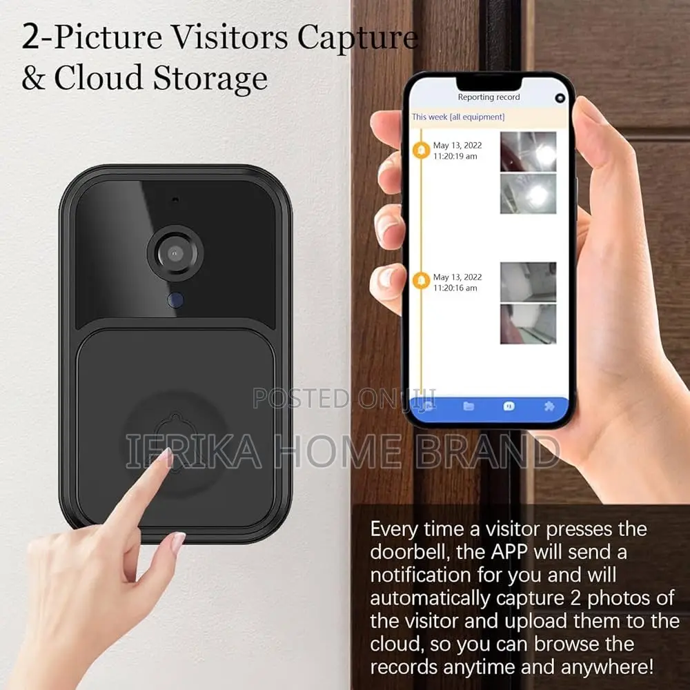 Smart Wireless Remote Video Doorbell, Camera Wireless Intercom Doorbel