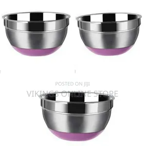 24cm Kitchen Steel Mixing Bowl for Baking Cooking Salad Fruits- Silver