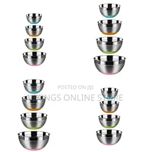 4pc Kitchen Steel Mixing Bowls for Baking Cooking Salad Fruits