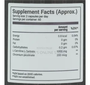 L Carnitine 1000mg With Chromium Picolinate, 120 Capsules
