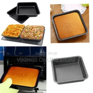 24cm Nonstick Square Cake Baking Pan Mould Tray, Black
