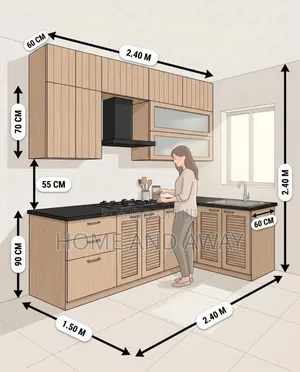 L Shaped Kitchen Cabinets in Any Colour 855,000/- Per Running Meter
