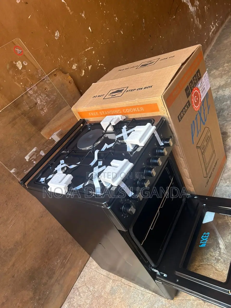 Pixel 50x60 Black Cooker 3+1 Gas Electric Oven