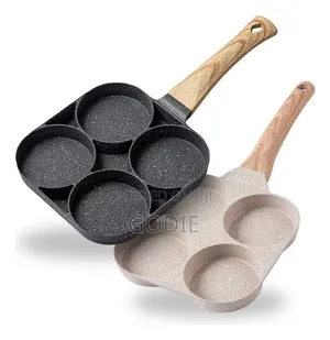 4-Section Non-Stick Breakfast Pans With Ergonomic Wooden Handles.