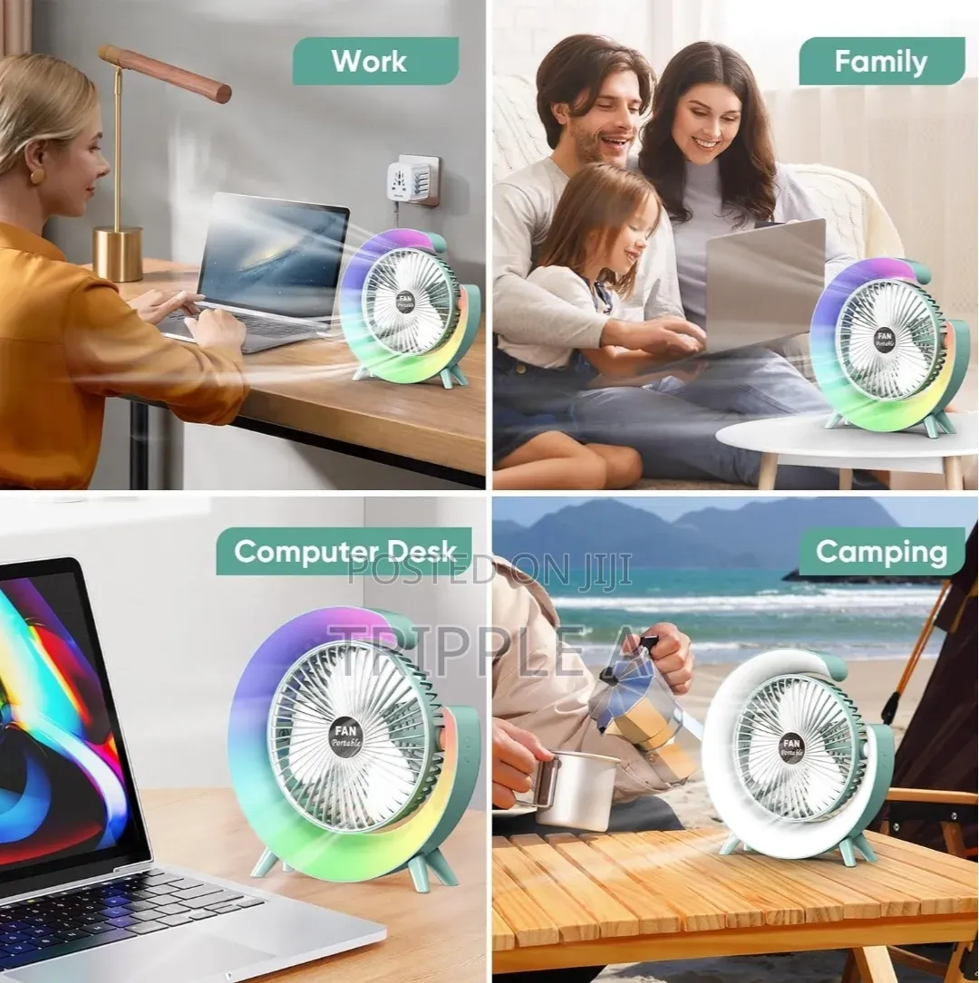 G-Shaped 7 Colorful Led Night Desktop Fan