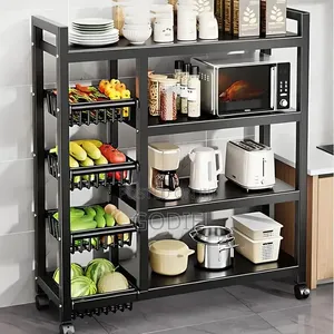 Multi-functional Metal Kitchen Storage Rack With Wheels