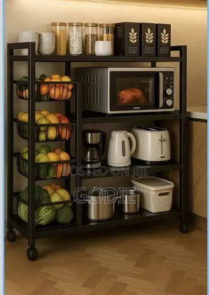 Multi-functional Metal Kitchen Storage Rack With Wheels