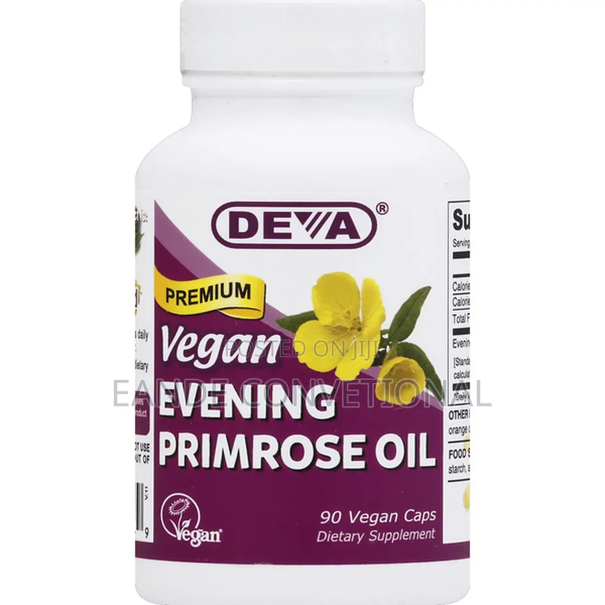 Deva Evening Primrose Oil, Premium, Vegan, Vegan Caps (90 Each .