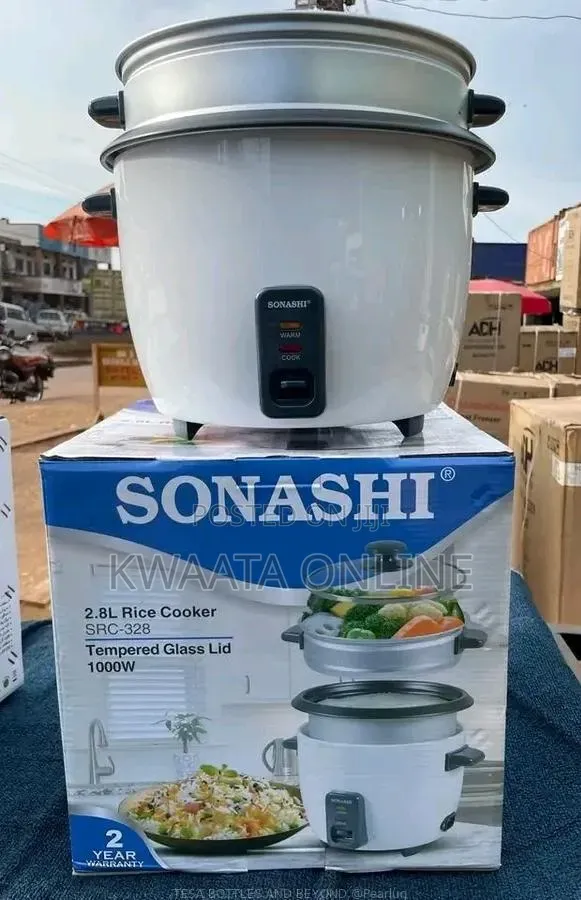 2.8l Rice Cooker With Steamer Sonashi SRC-328 Tempered Glass Non-Stick