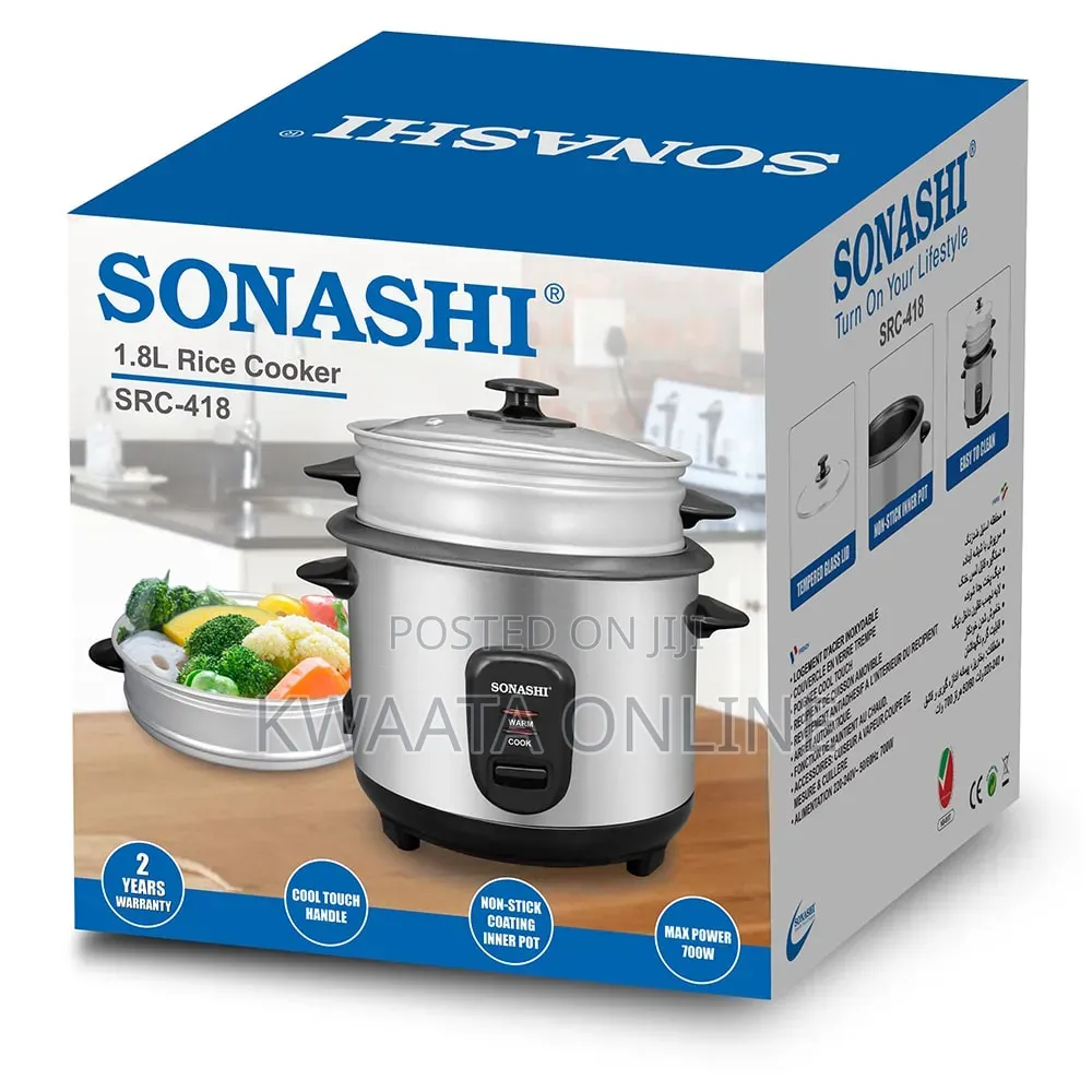 2.8l Rice Cooker With Steamer Sonashi SRC-328 Tempered Glass Non-Stick