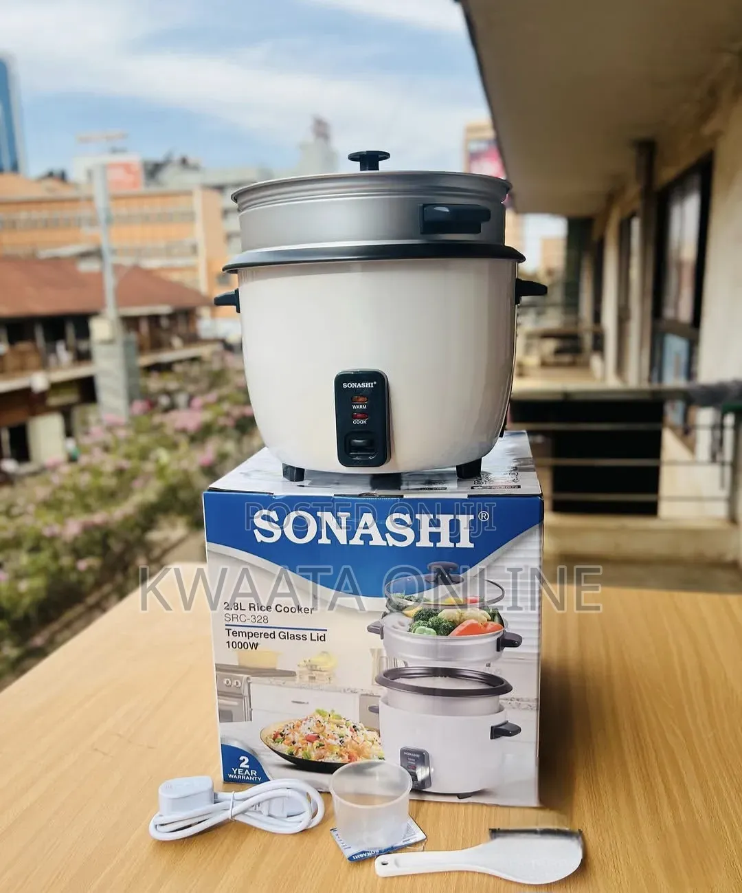 2.8l Rice Cooker With Steamer Sonashi SRC-328 Tempered Glass Non-Stick