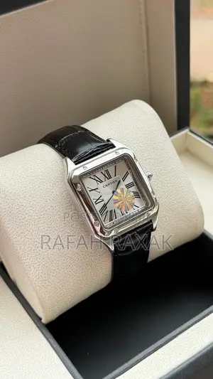 Black Leather Strap Version of Santos De Cartier Large Version