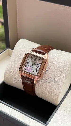 Brown Leather Strap Version of Santos De Cartier Watch