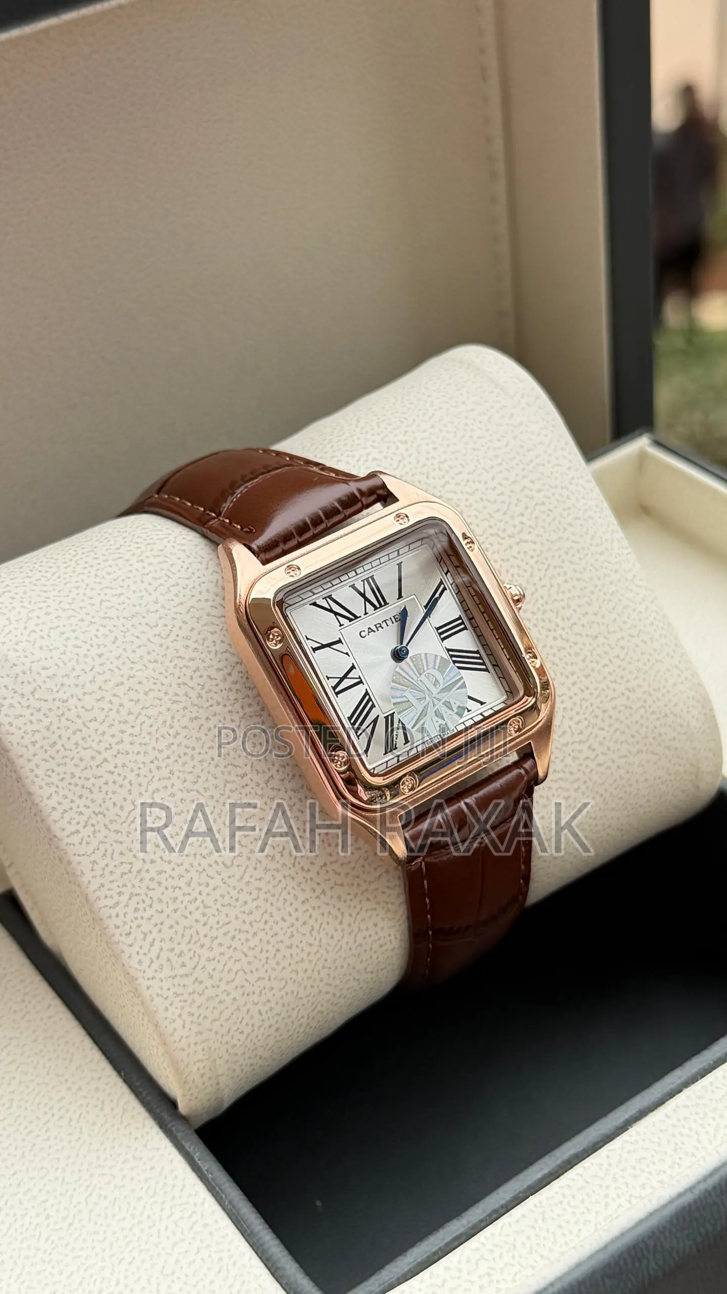 Brown Leather Strap Version of Santos De Cartier Watch